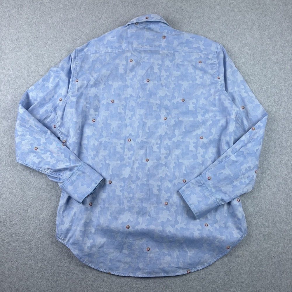 Robert Graham Shirt Mens Medium Blue Camo Geometric Button Up Lightweight Cotton - Picture 5 of 8